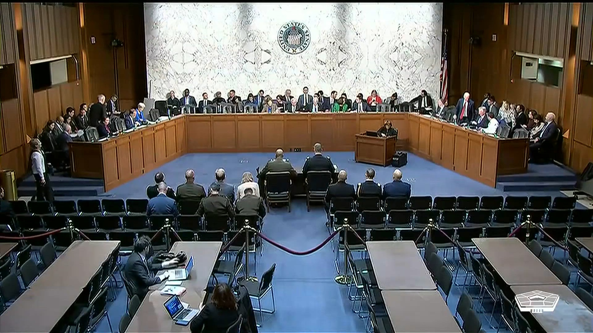 Marine Corps Gen. Michael E. Langley, commander of U.S. Africa Command, and Army Gen. Michael E. Kurilla, commander of U.S. Central Command, testify about the fiscal year 2025 defense authorization request and the future years defense program before the Senate Armed Services Committee. 
