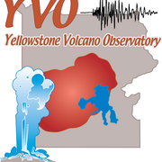Yellowstone Volcano Observatory graphic image. Geyser and caldera outline.