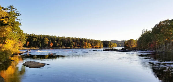 The Androscoggin river in Maine during Fall
