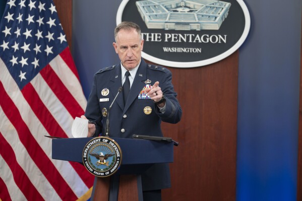 Pentagon Press Secretary Maj. Gen. Pat Ryder speaks during a press briefing on Tuesday, April 23, 2024 at the Pentagon in Washington. (AP Photo/Kevin Wolf)