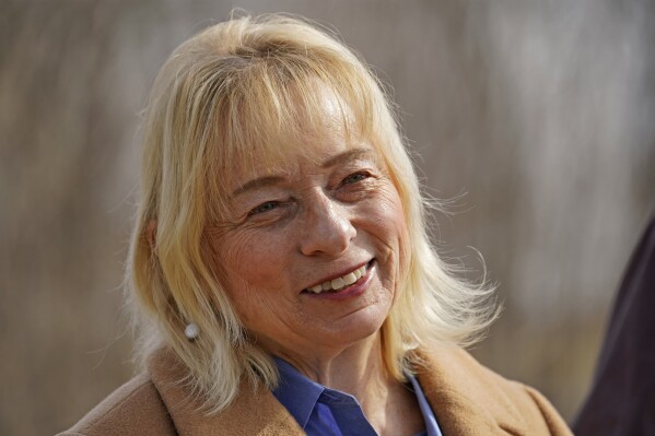 FILE - Gov. Janet Mills attends an event, March 11, 2022, in Augusta, Maine. On Friday, April 26, 2024, Mills signed into law a suite of gun safety legislation approved by lawmakers after the deadliest mass shooting in state history, expanding background checks for private sales of weapons, bolstering the state's “yellow flag” law, criminalizing the transfer of guns to prohibited people and expanding mental health crisis care. (AP Photo/Robert F. Bukaty, File)