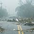 Debris in the road following a hurricane