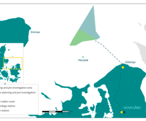 Illustration: Planning and pre-investigation area for Hesseloe Offshore Windfarm.