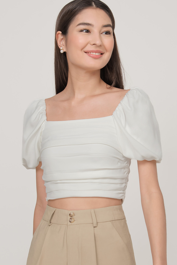 Raychelle Ruched Puff Sleeve Crop Top