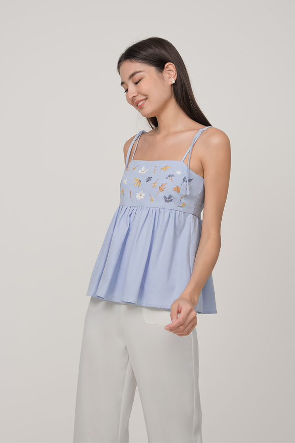 Wisteria Embroidered Summer Babydoll Top