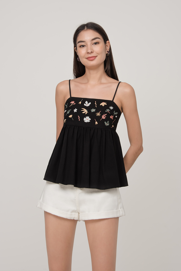 Wisteria Embroidered Summer Babydoll Top