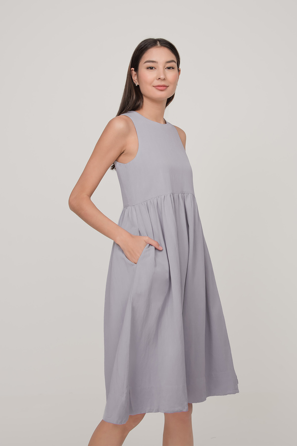 Heather Linen Babydoll Midi Dress