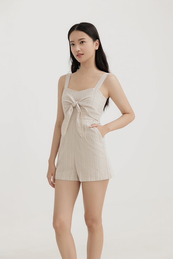 Seine Striped Tie Front Playsuit