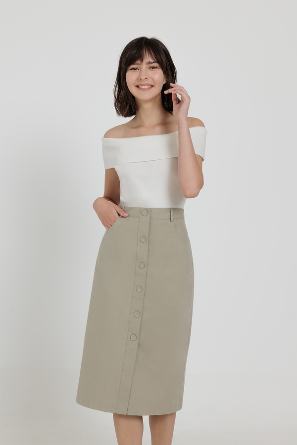 Miyu Button Down Pocket Midi Skirt