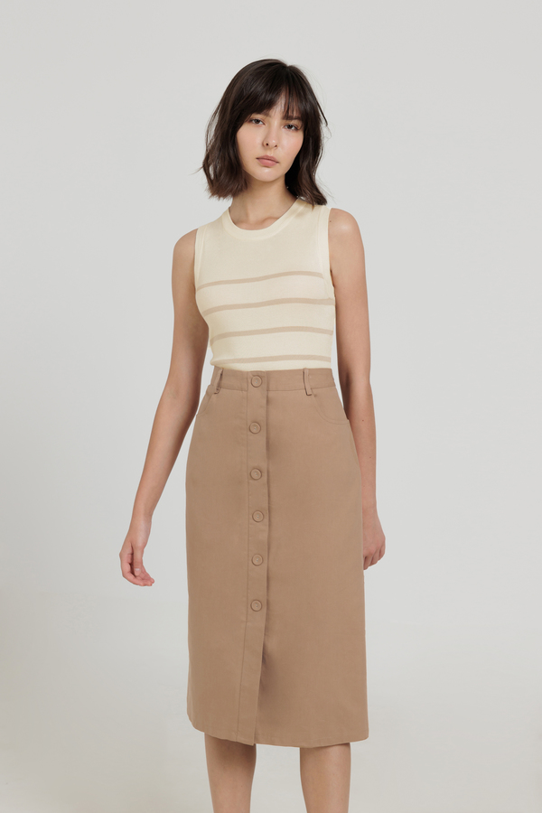 Miyu Button Down Pocket Midi Skirt