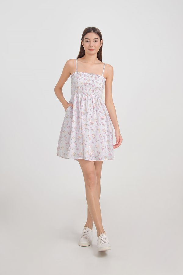 Amaryllis Shirred Babydoll Dress