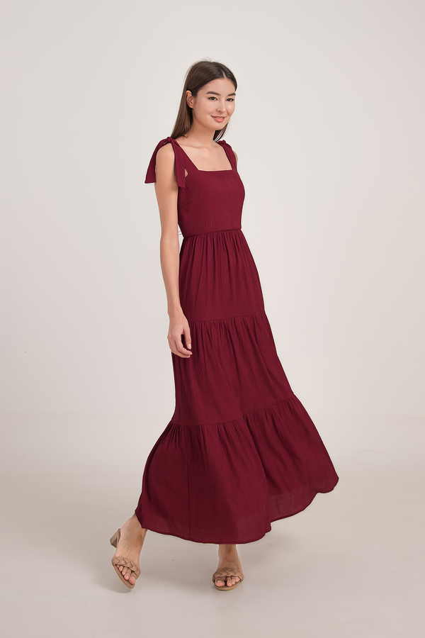 Nattie Textured Tie Strap Maxi Dress