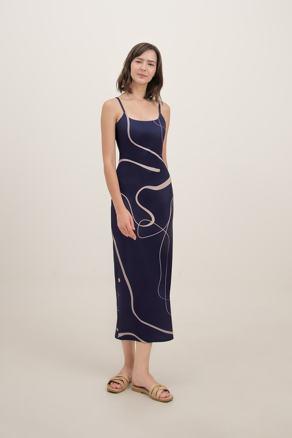 Linear Padded Maxi Dress