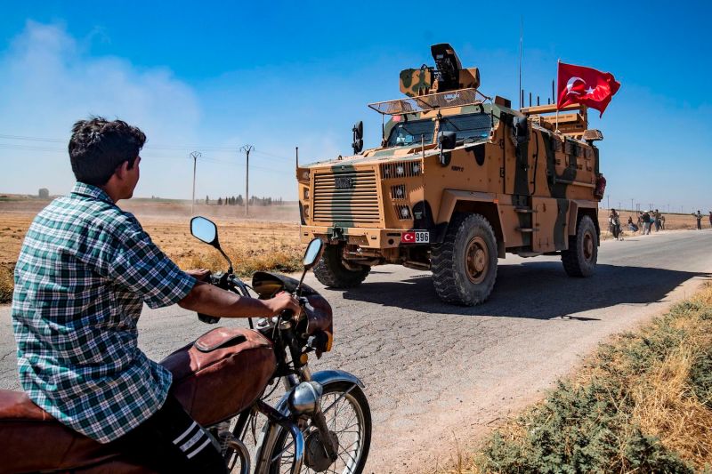 A Turkish military vehicle in the Syrian village of al-Hashisha near the border with Turkey on Sept. 24