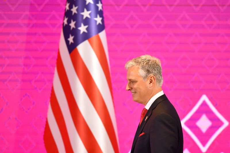 U.S. National Security Advisor Robert O'Brien walks onstage during the seventh summit between the United States and the Association of Southeast Asian Nations in Bangkok on Nov. 4, 2019.