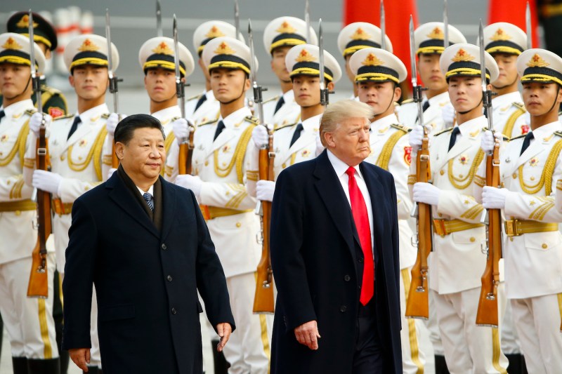 U.S. President Donald Trump meets with Chinese President Xi Jinping.