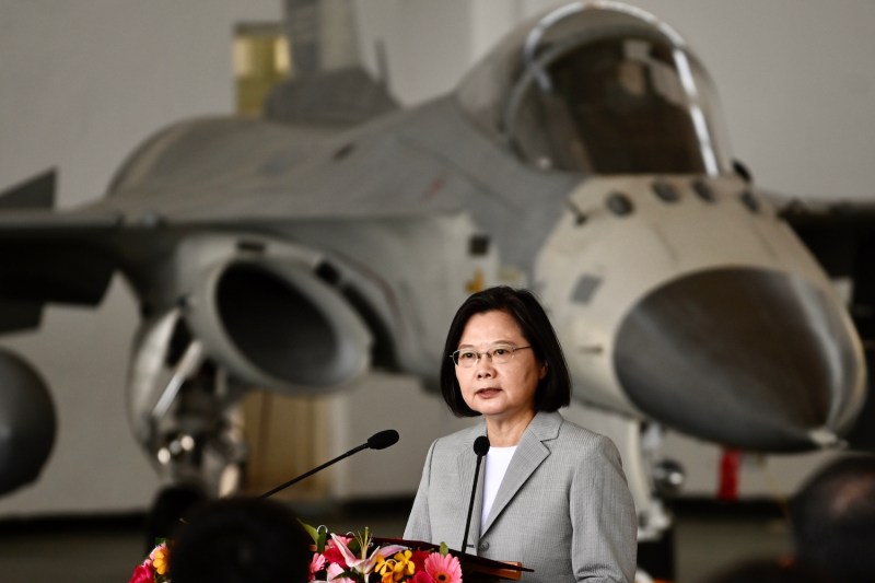 Taiwan's President Tsai Ing-wen visits an air force base