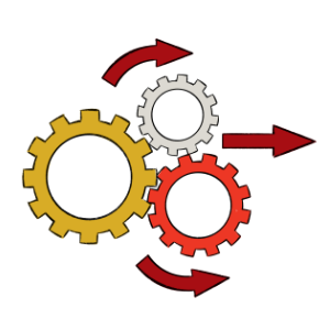 illustration of gears and arrows pointing to the right