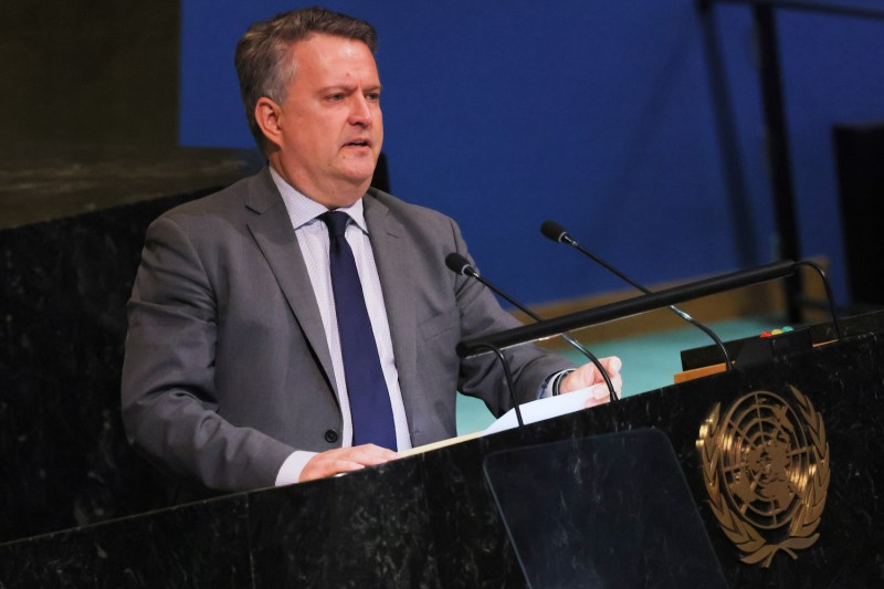 Permanent Representative of Ukraine to the United Nations Sergiy Kyslytsya speaks during a United Nations General Assembly special session at the U.N. headquarters on Oct. 10, 2022.