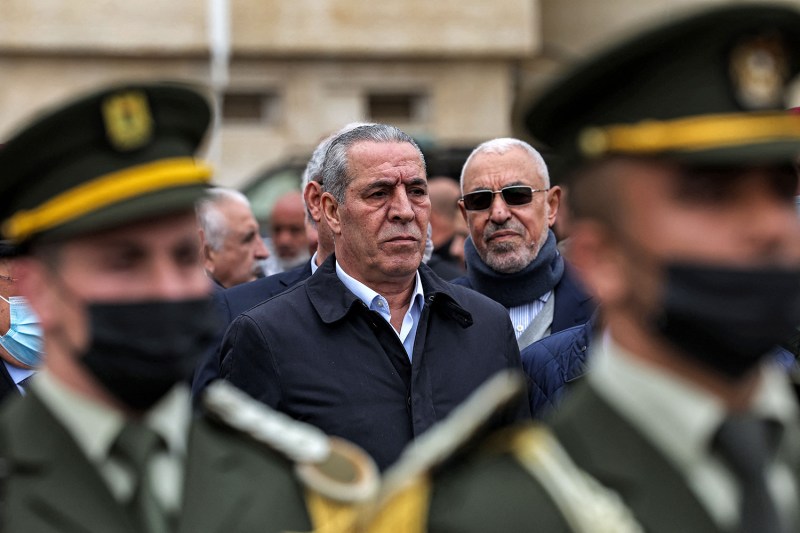 Hussein al-Sheikh attends the funeral of former Palestinian Prime Minister Ahmed Qurei in Ramallah in the occupied West Bank.