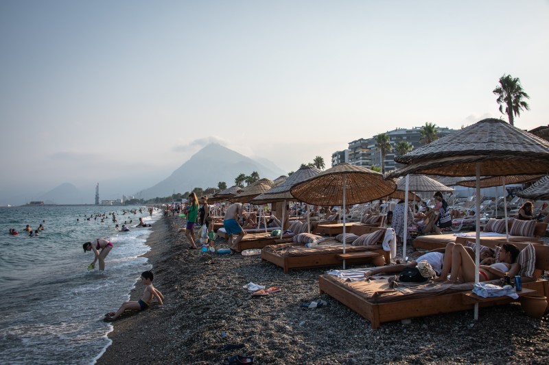 Tourists visited the coast near Antalya, Turkey—a popular destination for Russian and European holidays, on Aug. 4, 2022.