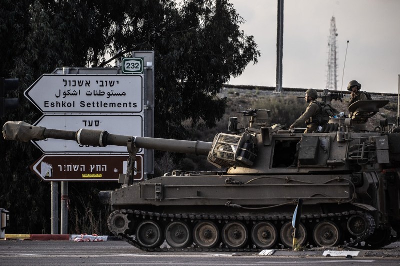 Israel deploys soldiers, tanks, and armored vehicles near the Gaza border.