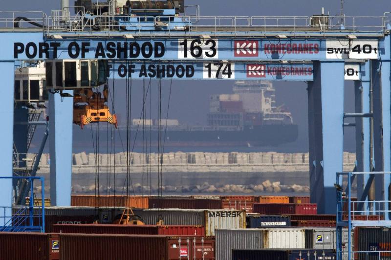 A ship is seen docked at Israel’s southern Ashdod Port on May 31, 2010.