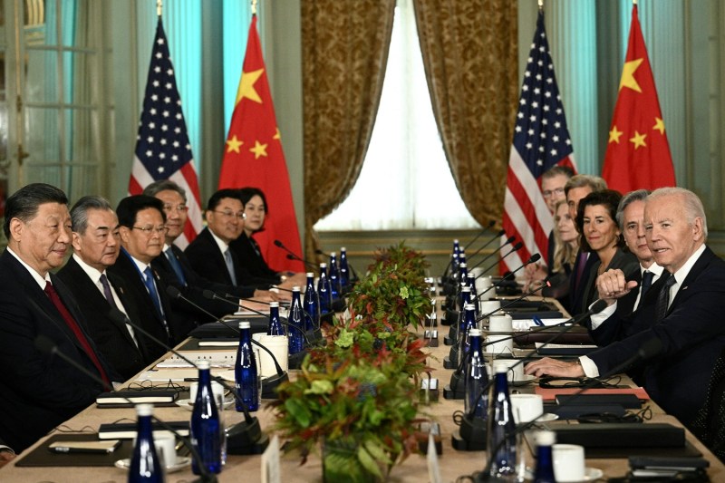 U.S. President Joe Biden meets with Chinese President Xi Jinping.