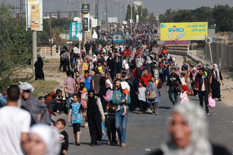 Palestinians evacuate northern Gaza.