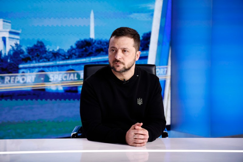 Ukrainian President Volodymyr Zelensky visits the Fox News bureau in Washington, D.C., on Dec. 12.