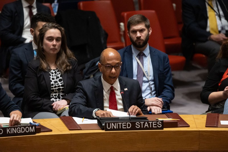 U.S. Ambassador to the United Nations Robert Wood speaks during a U.N. Security Council meeting.