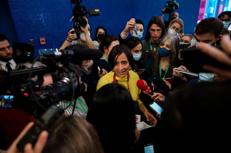 Colombian Environment Minister Susana Muhamad holds a press conference at the United Nations Biodiversity Conference in Montreal on Dec. 18, 2022.