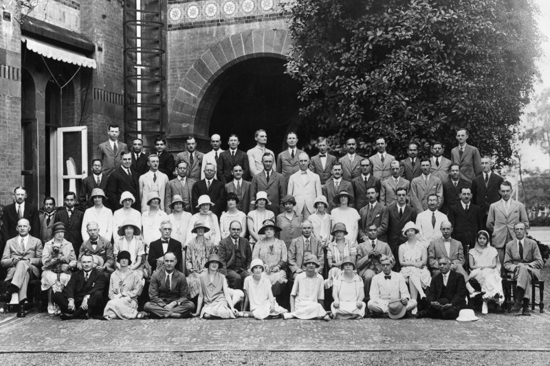 Members of the Indian Civil Service of the Bombay Presidency pose for a photo at their annual gathering in Poona.