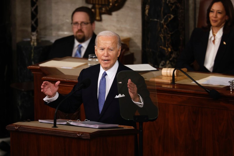 U.S. President Joe Biden delivers the State of the Union address during a joint meeting of Congress in the House chamber at the U.S. Capitol in Washington, D.C.
