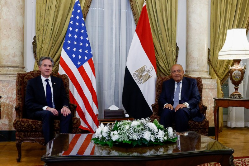 Egyptian Foreign Minister Sameh Shoukry meets with U.S. Secretary of State Antony Blinken.