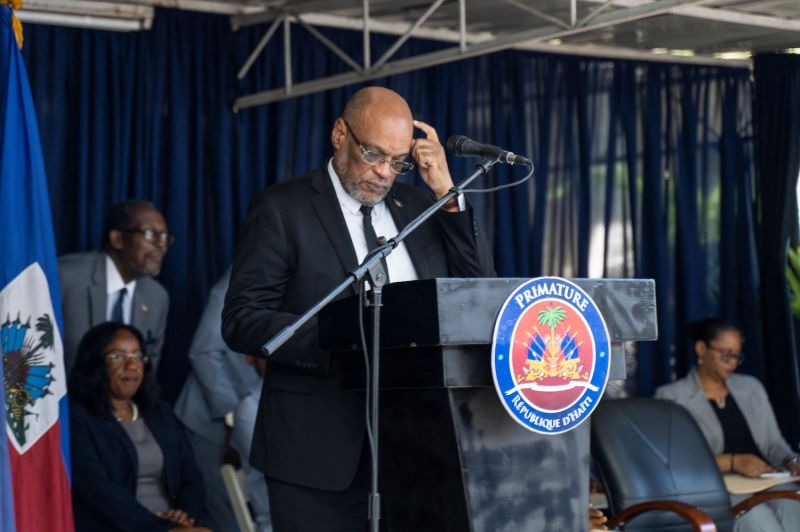 Acting Haitian Prime Minister Ariel Henry delivers remarks in Port-au-Prince, Haiti, on Jan. 6, 2023.