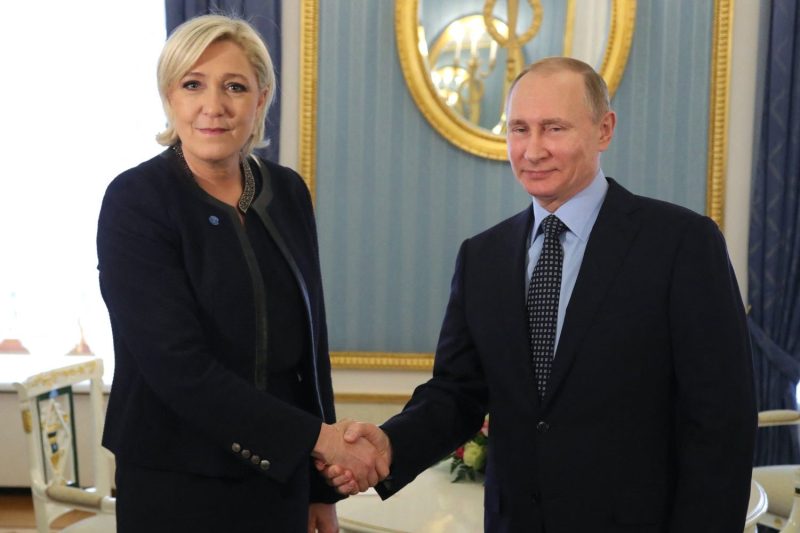 French far-right leader Marine Le Pen meets with Russian President Vladimir Putin at the Kremlin in Moscow on March 24, 2017.