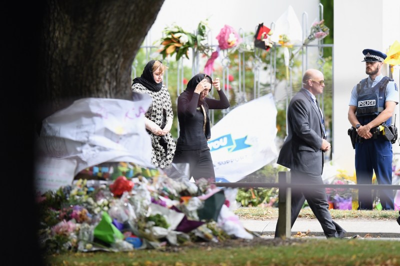 New Zealand Prime Minister Jacinda Ardern passes Al-Noor Mosque in Christchurch, New Zealand, on March 22, 2019, after a gunman opened fire there on March 15.