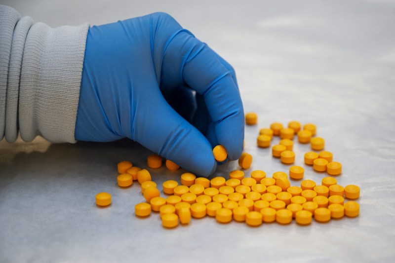 A chemist checks confiscated powder containing fentanyl at the DEA Northeast Regional Laboratory on October 8, 2019 in New York.