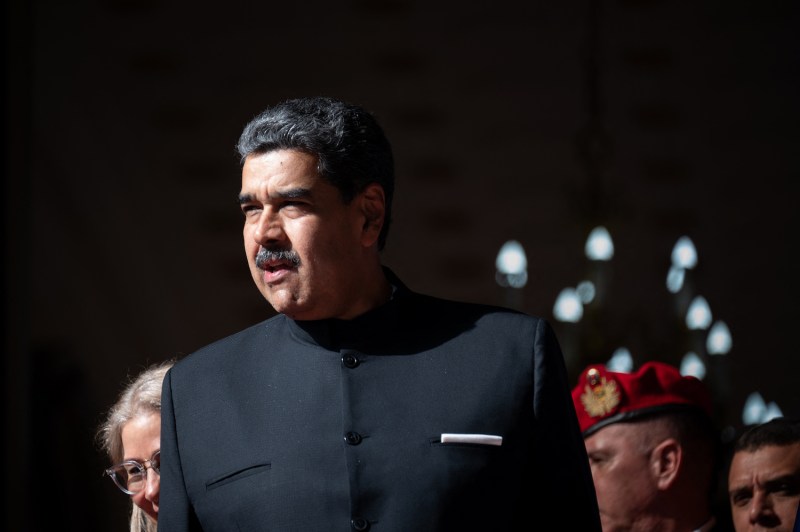 Venezuelan President Nicolás Maduro appears after a meeting with Russian Foreign Minister Sergey Lavrov at the Miraflores presidential palace in Caracas on Feb. 20.