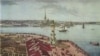 Анжело Тозелли. Панорама Петербурга. Южная Ростральная колонна и вид на Петропавловскую крепость. 1820
