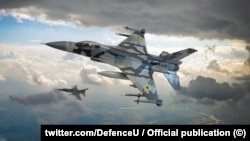 F-16 в украинском камуфляже, коллаж из официального аккаунта ВСУ в твиттере