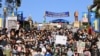 Tüntetők a Los Angeles-i Kaliforniai Egyetemen (UCLA) 2024. május 1-jén