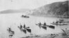 Подлодки Сибирской флотилии в бухте Улисс, "Дельфин" слева. 1908 год