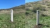 Первый пограничный столб, установленный на армяно-азербайджанской границе на основании геодезических измерений на местности