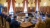 Ședință a Consiliului Suprem de Apărare a Țării (CSAT) din România, condusă de președintele Klaus Iohannis la Palatul Cotroceni, București, pe 21 februarie 2024.
