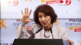 Kandidatkinja VMRO-DPMNE Gordana Siljanovska-Davkova u izbornom štabu posle objave prvih rezultata prvog kruga predsedničkih izbora u Severnoj Makedoniji, 24. april 2024.