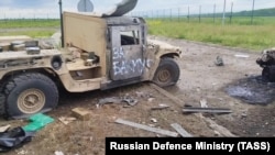 Бронемашина M1151 HMMWV, вероятно, поврежденная в ходе российского удара в районе КПП "Грайворон"