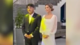 Quandyq Bishimbaev and Saltanat Nurkenova at their wedding