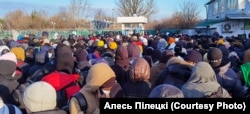 Беженцы из Украины на белорусско-польской границе